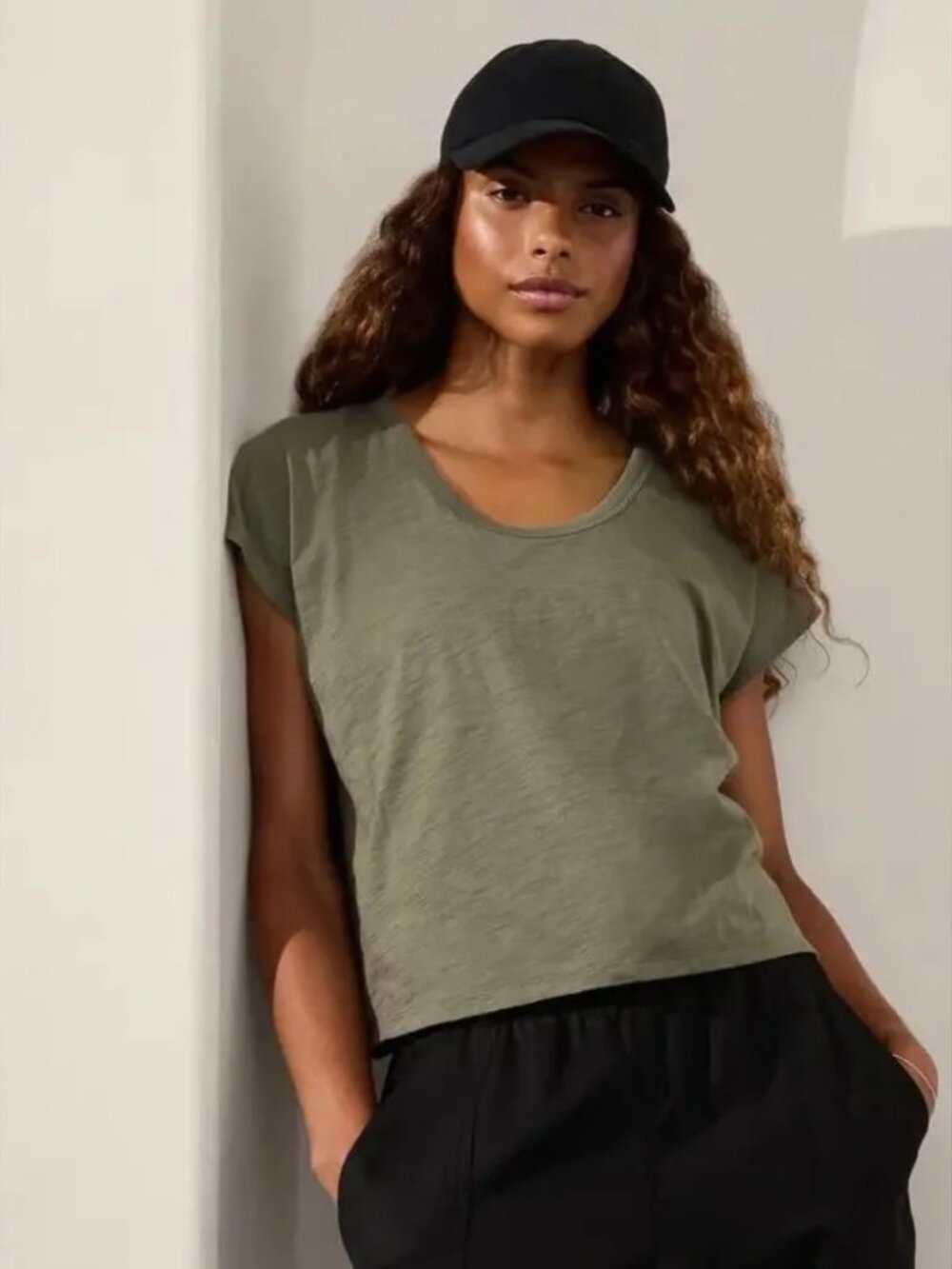 New Athleta Classic Slub Tee in Moss